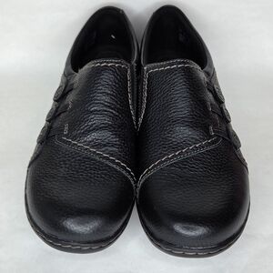 Clarks Black Leather Flats for Women